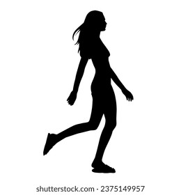 Silhouette of a slim or slender woman model in pose. 