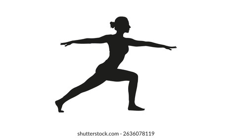 Silhouette of a slim woman doing yoga exercises