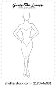 Silhouette Of A Slim Woman, Illustration For Drawing Your Creative Fashion Ideas Or Bridal Game Vector. Guess The Dress Game