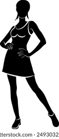 Silhouette of Slim Women In Mini Dress. Vector illustration