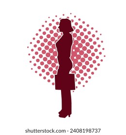 Silhouette of a slim young woman carrying shopping bags.