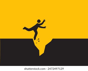 A Silhouette is Slipped into a hole. Vector Illustration