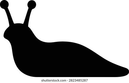 Silhouette of a slow slug crawling vector illustrator