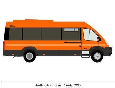 Silhouette of a small bus on a white background.