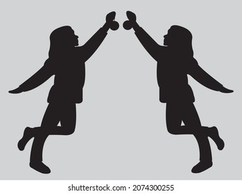 silhouette of a small child with a simple background.