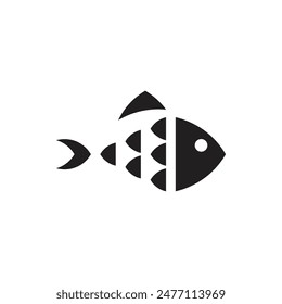 silhouette of a small fish with wide fins logo vector