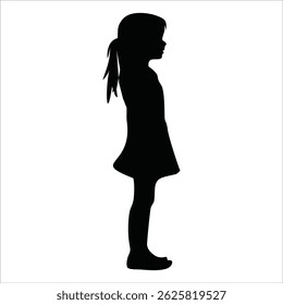 Silhouette of a Small Girl on White Background