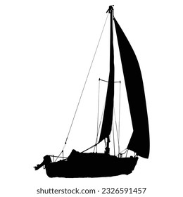 Silhouette of a small sailboat