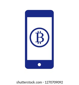 Silhouette of a smartphone and bitcoin.