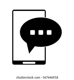 silhouette smartphone bubble speech conversation