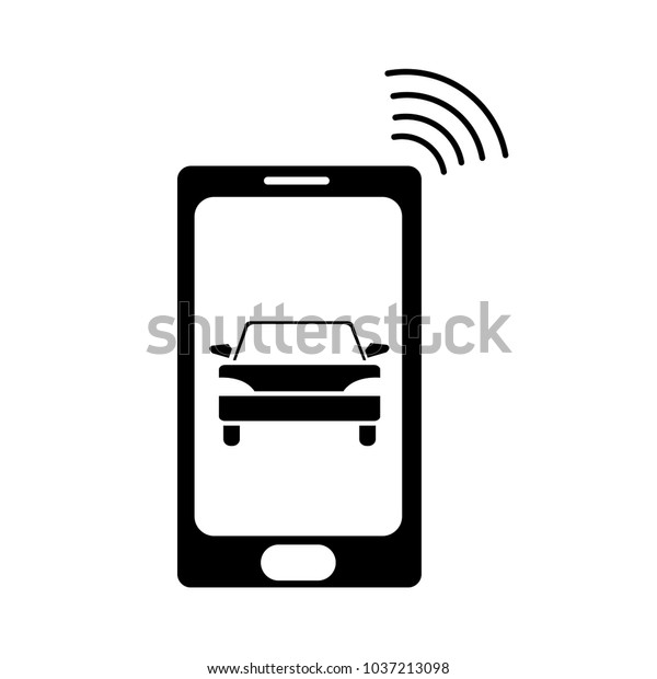 silhouette\
smartphone with car transport and used\
wifi