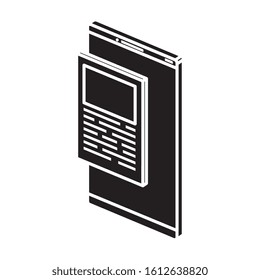 silhouette of smartphone device with document isolated icon vector illustration design