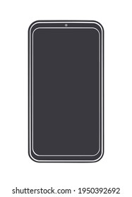 Silhouette Smartphone mit vollem Touchscreen abgeschaltet. Vektorgrafik. Modernes Smartphone-Symbol. Digital Communication Gadget. Einziger weißer Hintergrund