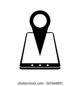 silhouette smartphone location pin map gps