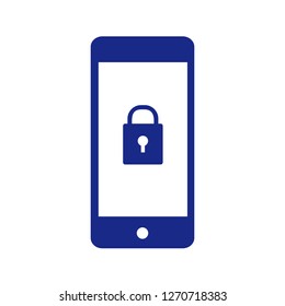 Silhouette of a smartphone and padlock.