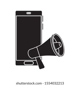 silhouette of smartphone with speech bubble vector illustration design