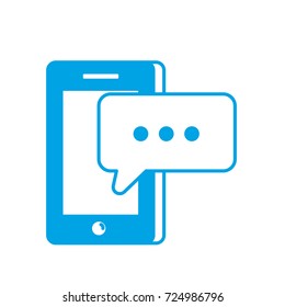 silhouette smartphone technology with chat bubble text