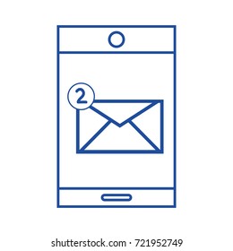silhouette smartphone technology with e-mail message information