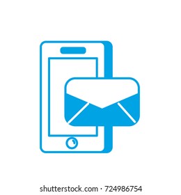 silhouette smartphone technology with e-mail message