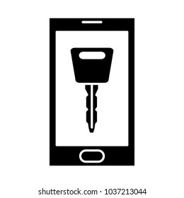 silhouette smartphone technology with security key object