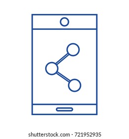 silhouette smartphone technology with share connection icon