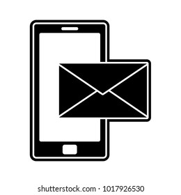 silhouette smartphone technology with text letter message