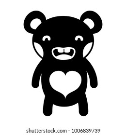 silhouette smile bear cute wild animal