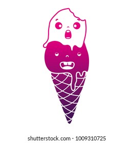 silhouette smile circle ice lolly kawaii