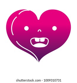 silhouette smile heart love kawaii cartoon