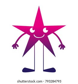 silhouette smile star kawaii with arms and legs