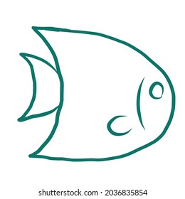 silhouette of smiling fish doodle. marine shape line vector illustration clip art