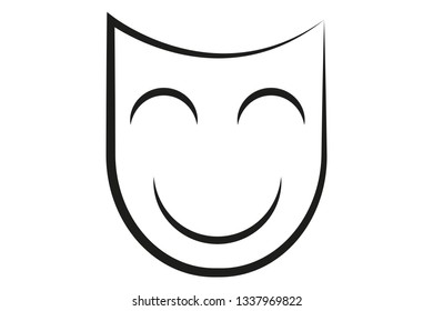 Silhouette of a smiling mask.