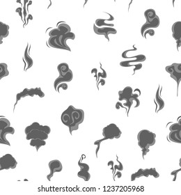 Silhouette Smoke Element Seamless Pattern Background on a White Decorative Design Style Different Types. Vector illustration of Effect