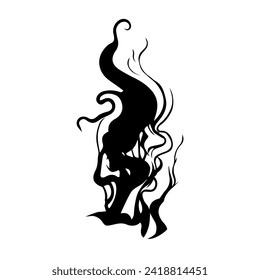 Silhouette smoke element. Wisps of dense smoke. Fire smoke