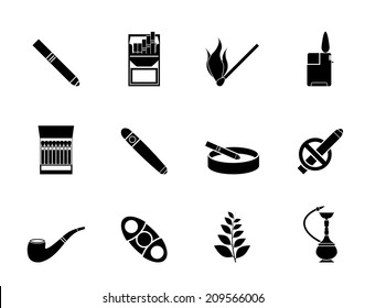 Silhouette Smoking and cigarette icons - vector icon set