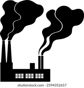 Silhouette of smoking factory. Air pollution illustration