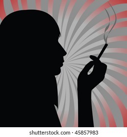 Silhouette of smoking girl