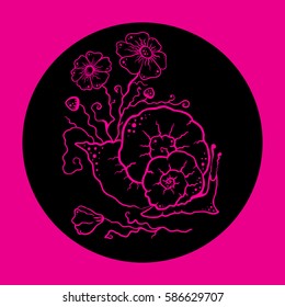 silhouette of a snail on a black background