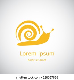 Silhouette of snail on gradient background - concept 2d flat illustration, vector eps 8