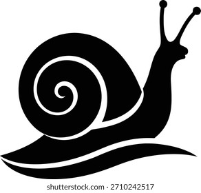 Silhouette of a snail with a shell on transparent background
