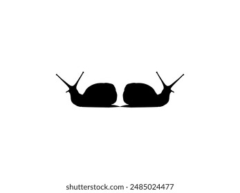 Silhouette of the Snails are also called Escargot, Flat Style, Pair Animal Series, can use for Logo, Art Illustration, Apps, Website or Graphic Design Element. Vector Illustration