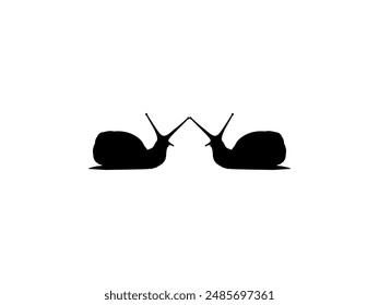 Silhouette of the Snails are also called Escargot, Flat Style, Pair Animal Series, can use for Logo, Art Illustration, Apps, Website or Graphic Design Element. Vector Illustration
