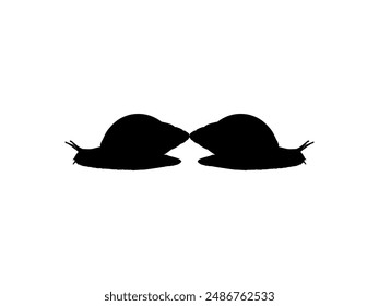 Silhouette of the Snails are also called Escargot, Flat Style, Pair Animal Series, can use for Logo, Art Illustration, Apps, Website or Graphic Design Element. Vector Illustration