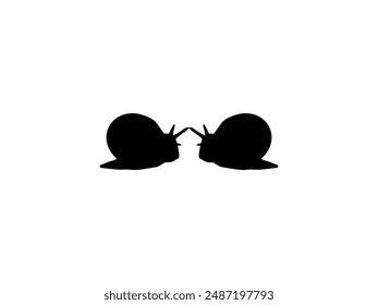 Silhouette of the Snails are also called Escargot, Flat Style, Pair Animal Series, can use for Logo, Art Illustration, Apps, Website or Graphic Design Element. Vector Illustration