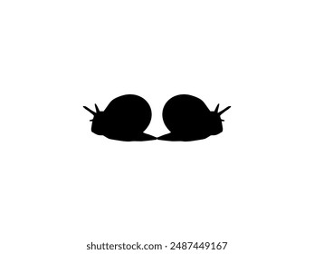 Silhouette of the Snails are also called Escargot, Flat Style, Pair Animal Series, can use for Logo, Art Illustration, Apps, Website or Graphic Design Element. Vector Illustration