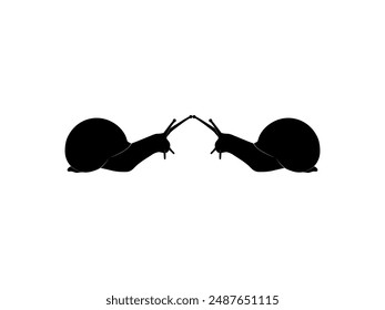 Silhouette of the Snails are also called Escargot, Flat Style, Pair Animal Series, can use for Logo, Art Illustration, Apps, Website or Graphic Design Element. Vector Illustration