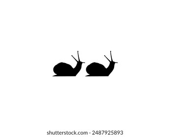 Silhouette of the Snails are also called Escargot, Flat Style, Pair Animal Series, can use for Logo, Art Illustration, Apps, Website or Graphic Design Element. Vector Illustration