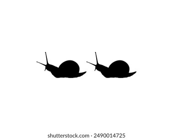 Silhouette of the Snails are also called Escargot, Flat Style, Pair Animal Series, can use for Logo, Art Illustration, Apps, Website or Graphic Design Element. Vector Illustration