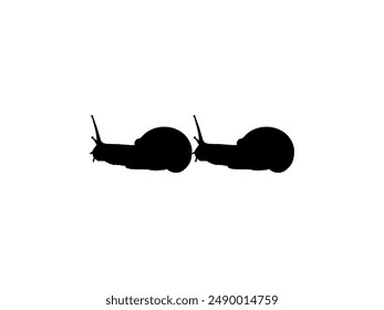 Silhouette of the Snails are also called Escargot, Flat Style, Pair Animal Series, can use for Logo, Art Illustration, Apps, Website or Graphic Design Element. Vector Illustration