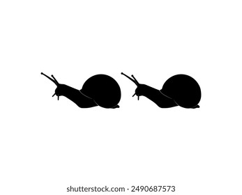 Silhouette of the Snails are also called Escargot, Flat Style, Pair Animal Series, can use for Logo, Art Illustration, Apps, Website or Graphic Design Element. Vector Illustration